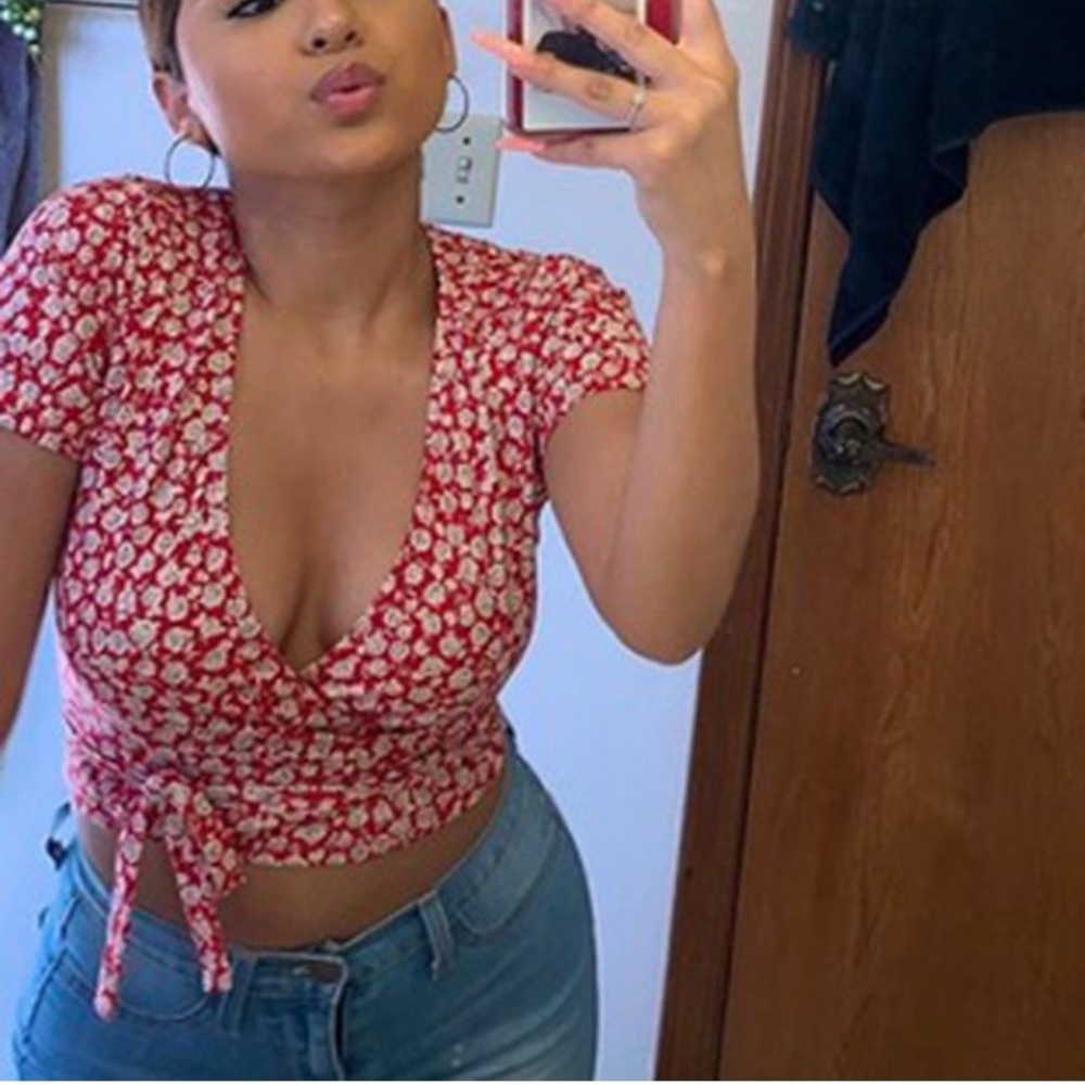Red top that ties